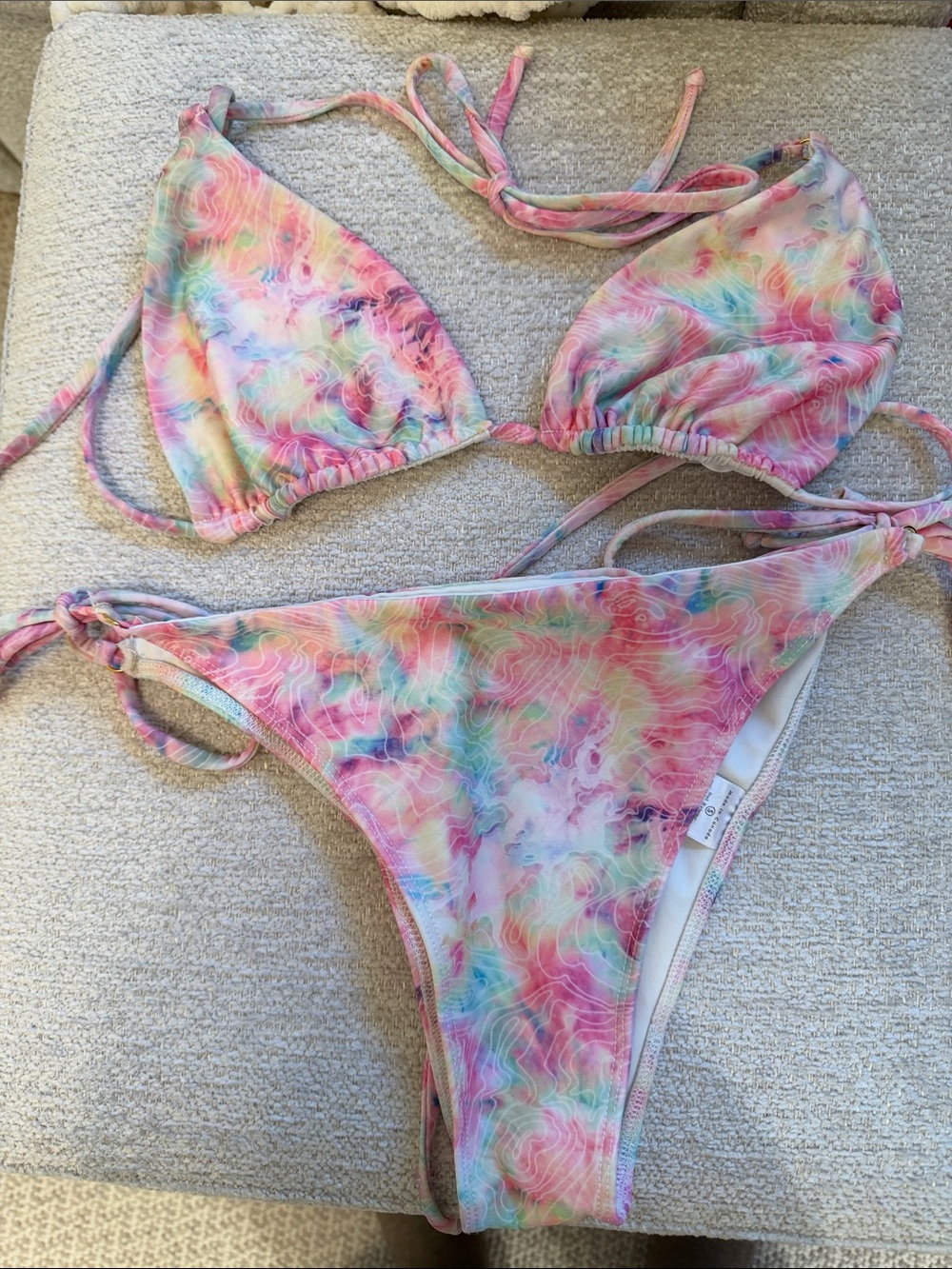 Pastel Marble Tie-Side Bikini Set- Tuck Shop Trading Co